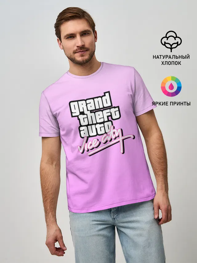 Мужская базовая футболка с принтом «GTA — Grand Theft Auto vice city»