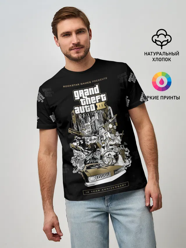 Мужская базовая футболка с принтом «GTA — Grand Theft Auto III»
