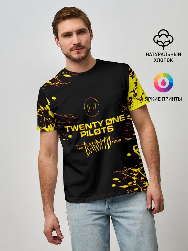 Мужская базовая футболка с принтом «Twenty One Pilots — TWENTY ONE PILOTS TOP.»