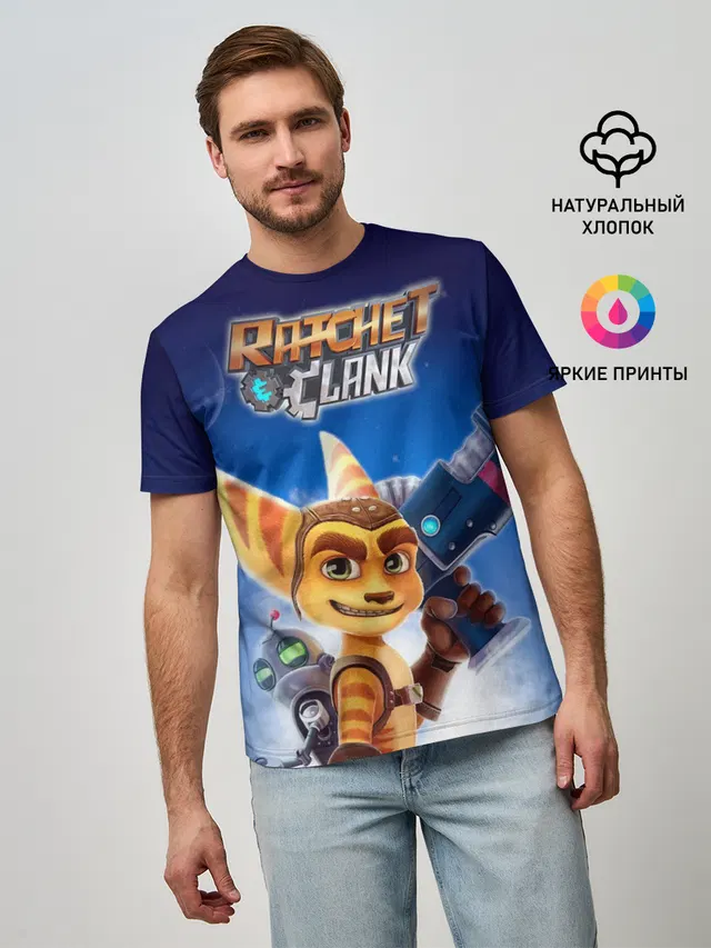 Мужская базовая футболка с принтом «Ratchet & Clank — Рэтчет и Кланr»