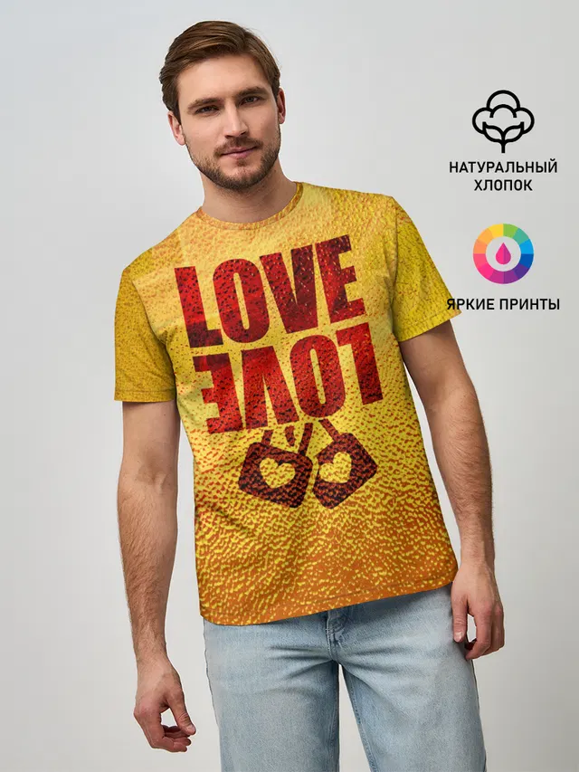 Мужская базовая футболка с принтом «Love»
