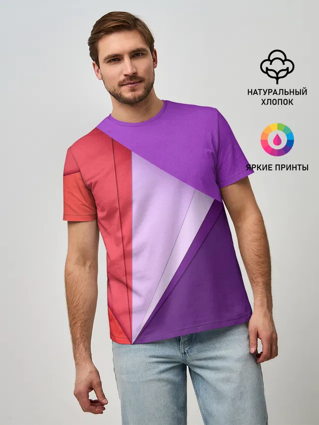 Мужская базовая футболка с принтом «Абстракция — ORIGAMI»