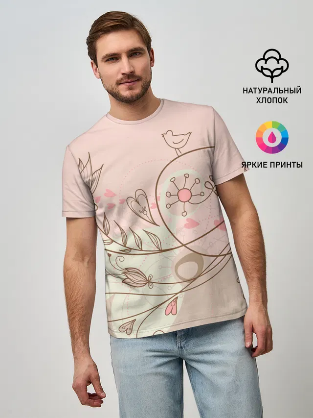 Летний узор цветы птичка