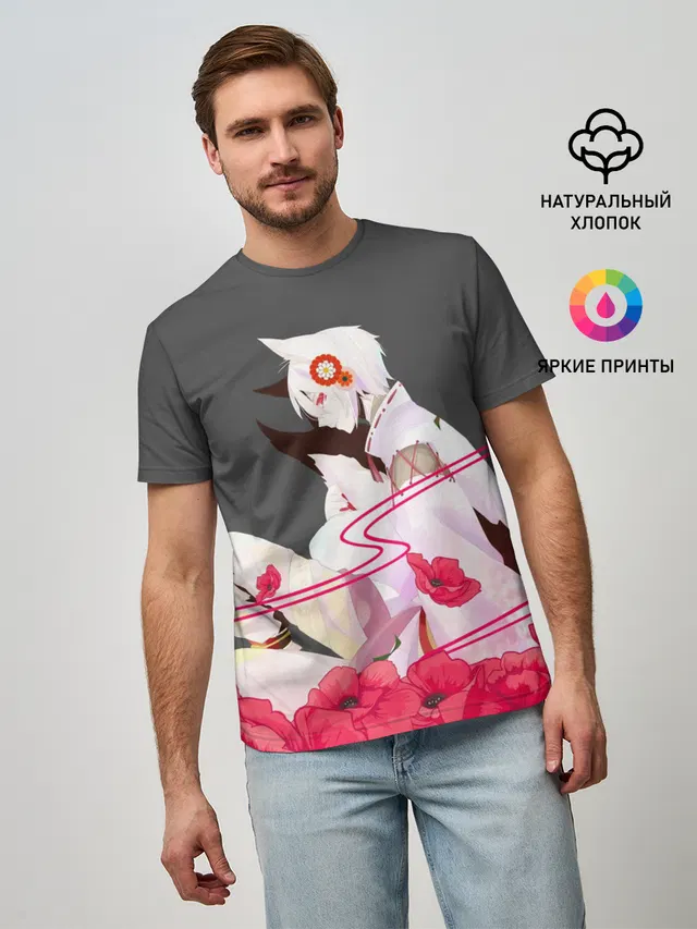 Мужская базовая футболка с принтом «Очень приятно, Бог — Flower Tomoe»