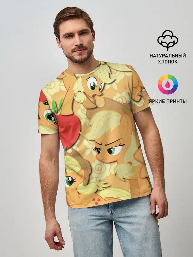 Мужская базовая футболка с принтом «My Little Pony — Applejack pattern»