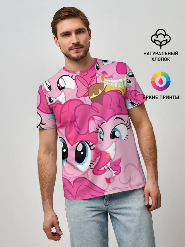 Мужская базовая футболка с принтом «My Little Pony — Pinkie Pie pattern»