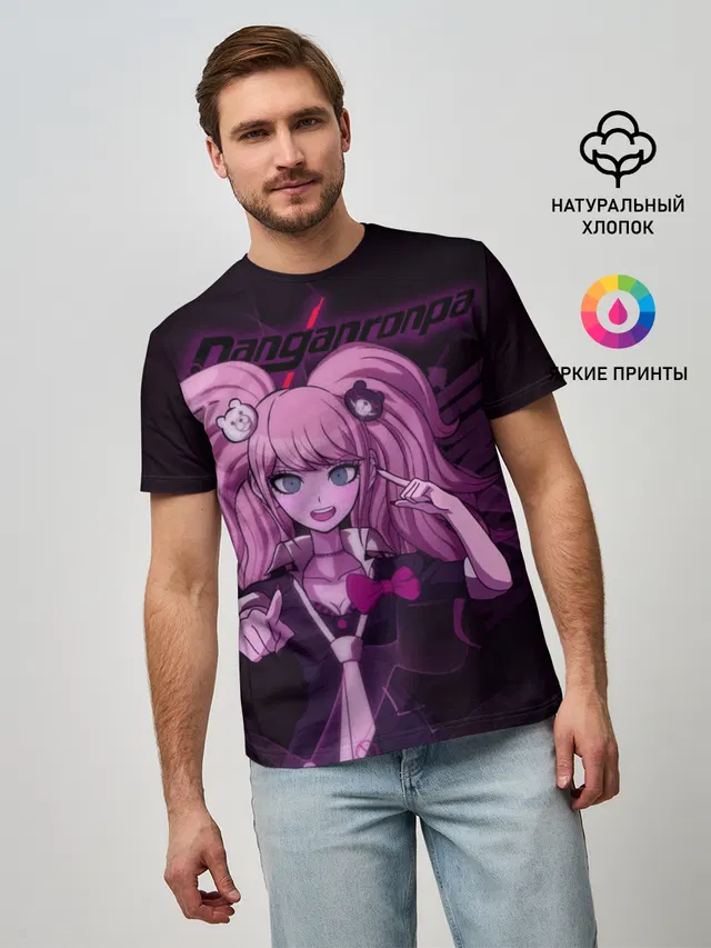 Мужская базовая футболка с принтом «Danganronpa — Джунко Эношима Данганронпа»