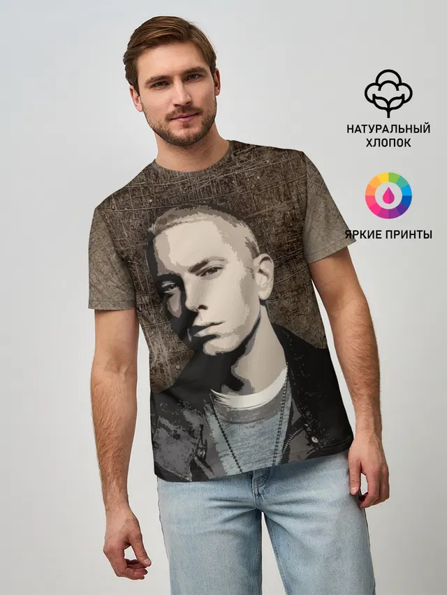 Мужская базовая футболка с принтом «Eminem — EMIN?M»
