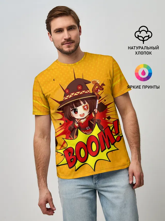 Мужская базовая футболка с принтом «Мегумин BOOM»