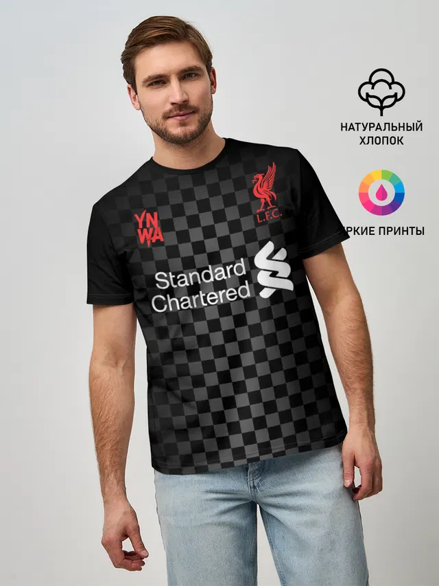 Мужская базовая футболка с принтом «Ливерпуль — LIVERPOOL резервная 20/21»