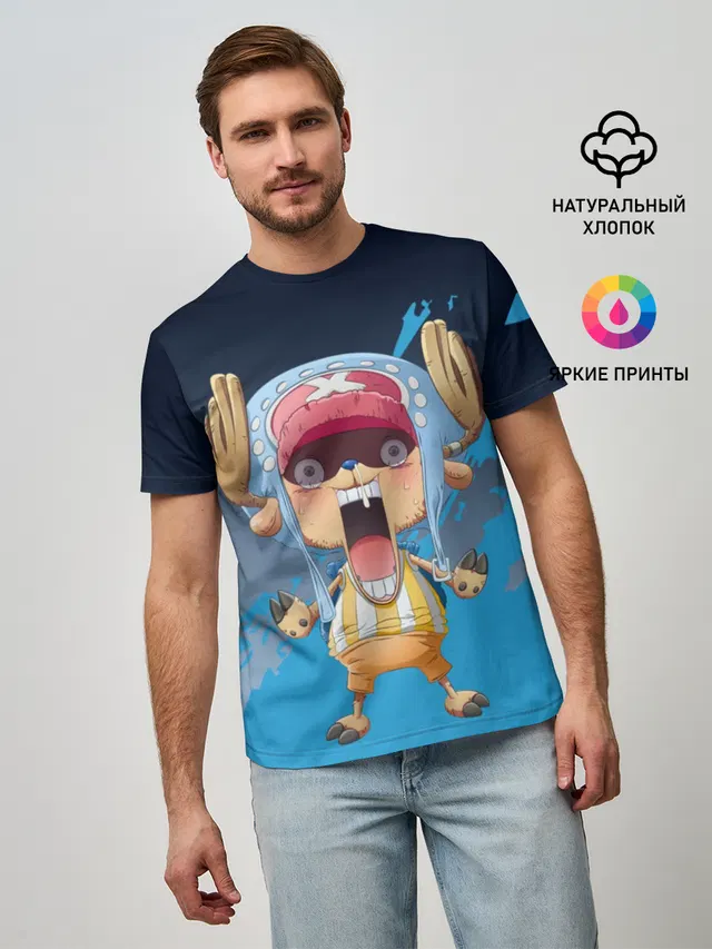 Мужская базовая футболка с принтом «Ван Пис — One Piece. Тони Чоппер»