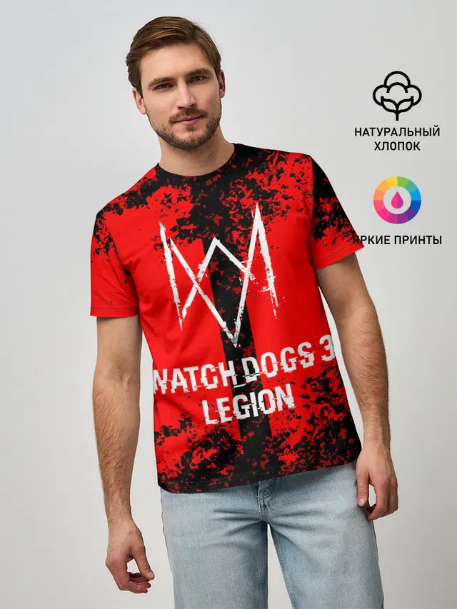 Мужская базовая футболка с принтом «Grunge — Watch Dogs: Legion.»