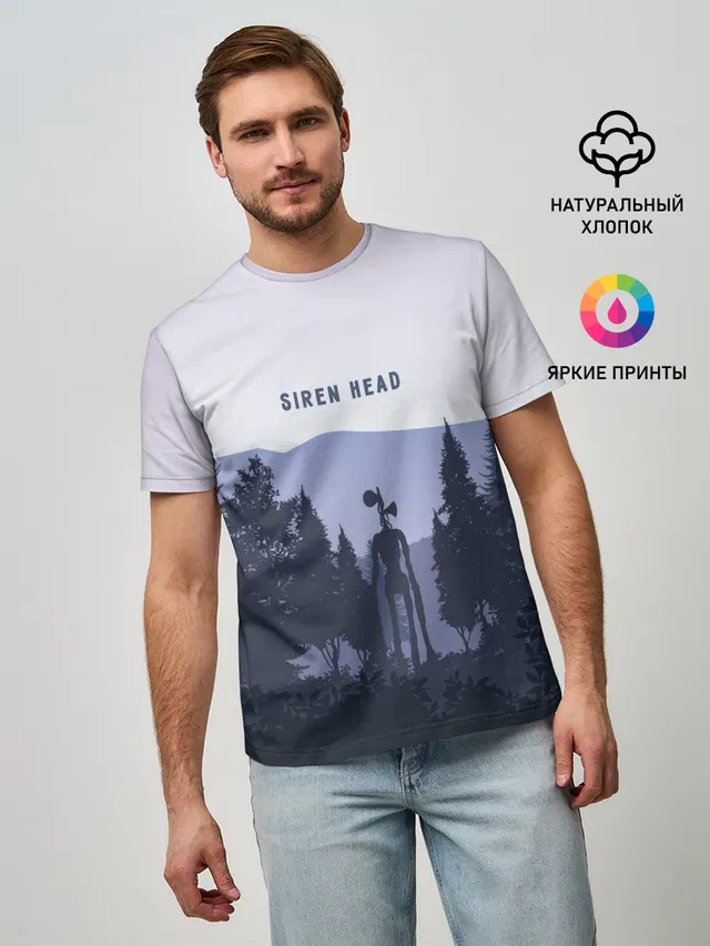 Мужская базовая футболка с принтом «Siren Head»