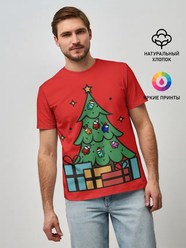 Мужская базовая футболка с принтом «Christmas»