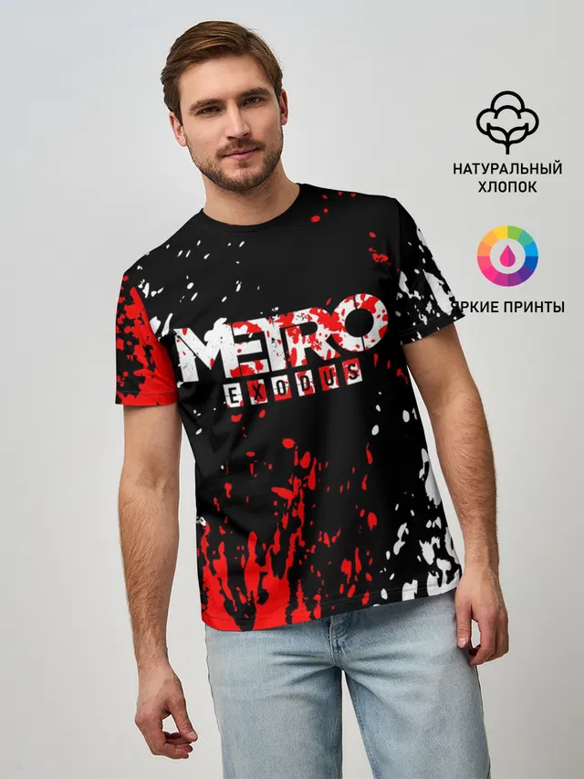 Мужская базовая футболка с принтом «Metro Exodus»