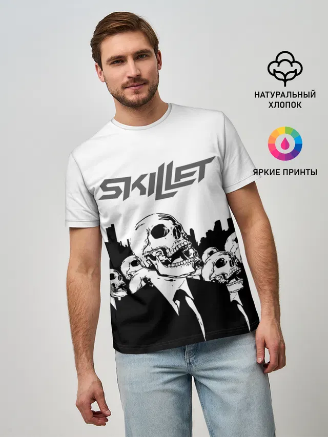 Мужская базовая футболка с принтом «Skull»