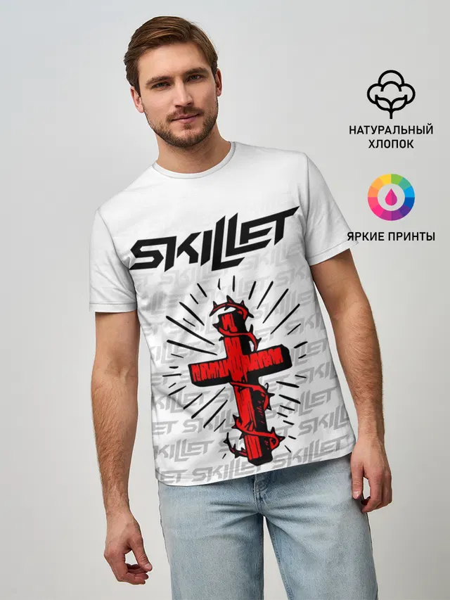 Мужская базовая футболка с принтом «Skillet»