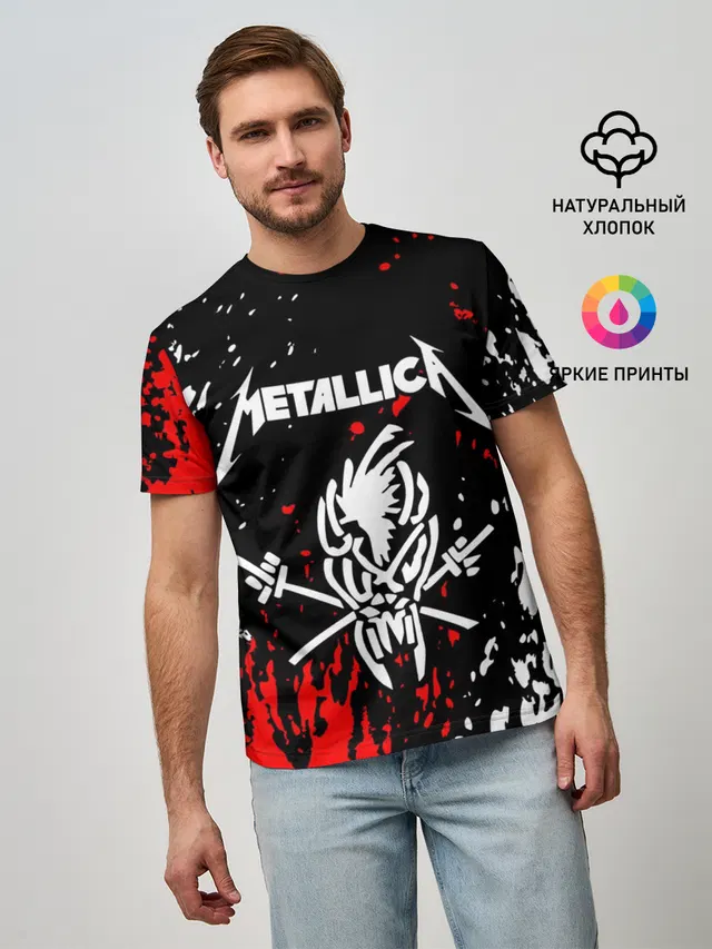 Мужская базовая футболка с принтом «Metallica»