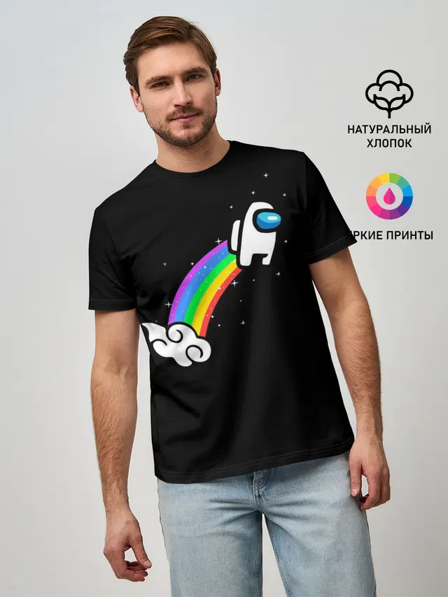 Мужская базовая футболка с принтом «Rainbow»