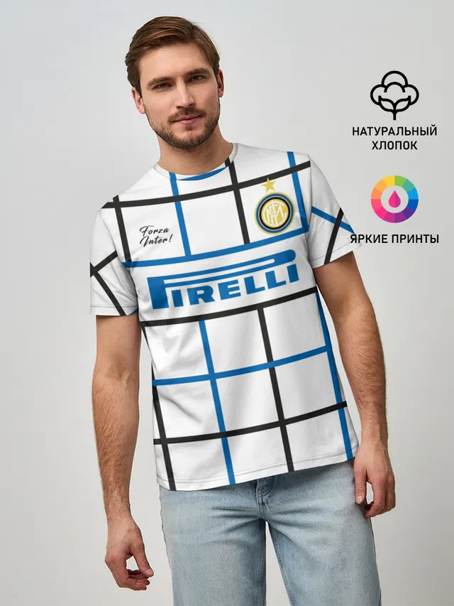 Мужская базовая футболка с принтом «Интер — INTER выездная 20/21»