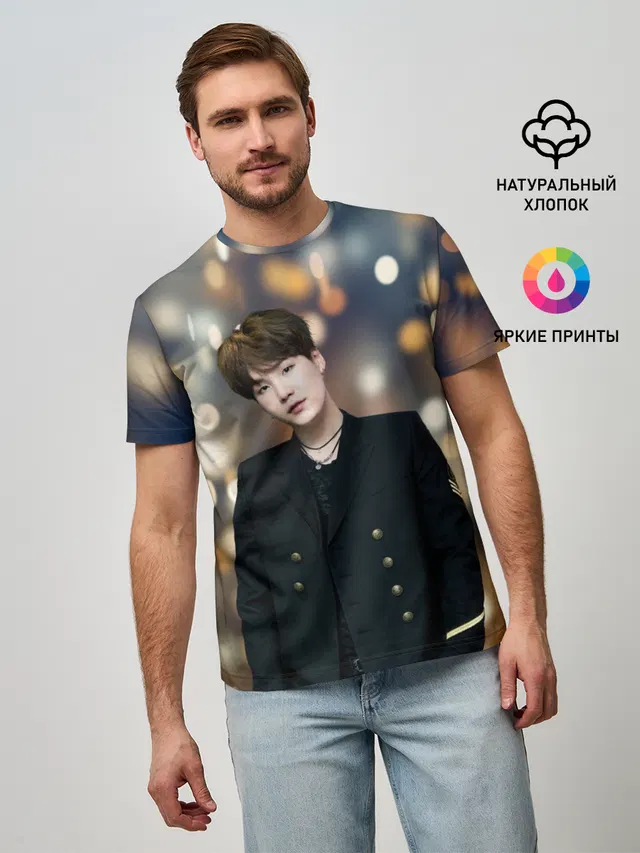 Мужская базовая футболка с принтом «BTS — MIN YOONGI»