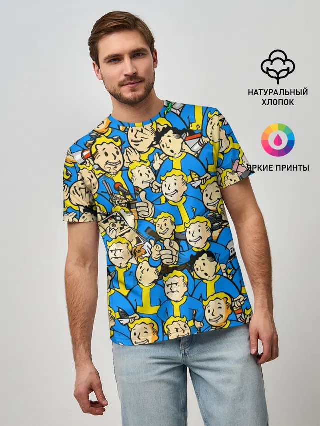 Мужская базовая футболка с принтом «Vault Boy»