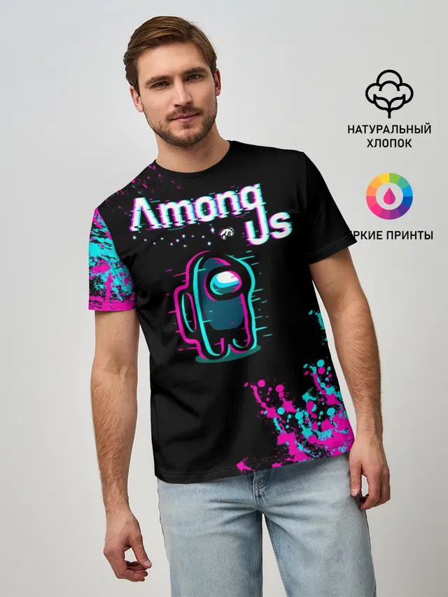 Мужская базовая футболка с принтом «Амонг Ас»