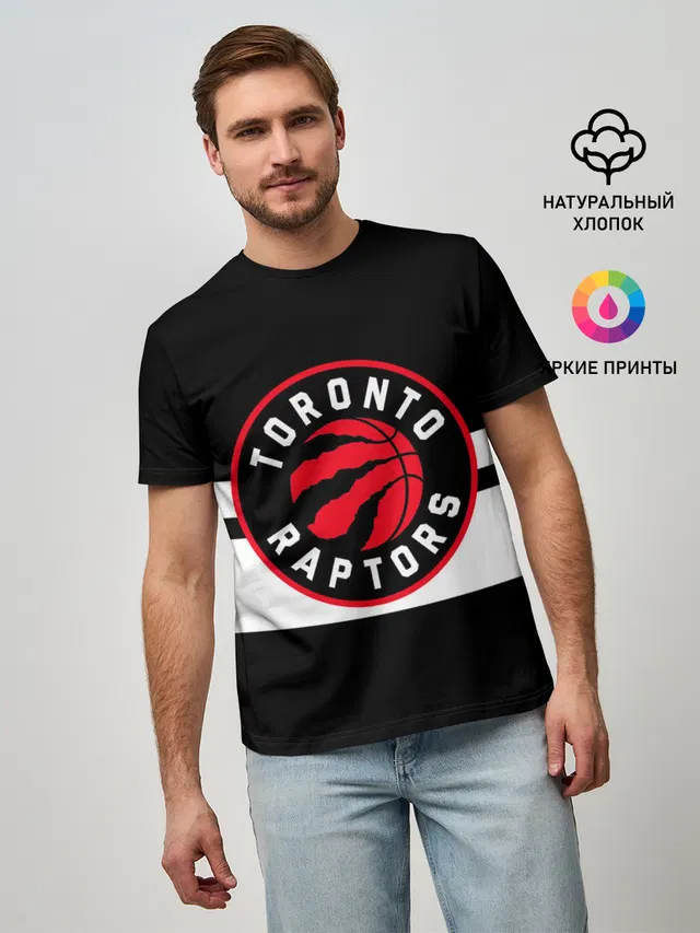 Мужская базовая футболка с принтом «НБА — TORONTO RAPTORS»