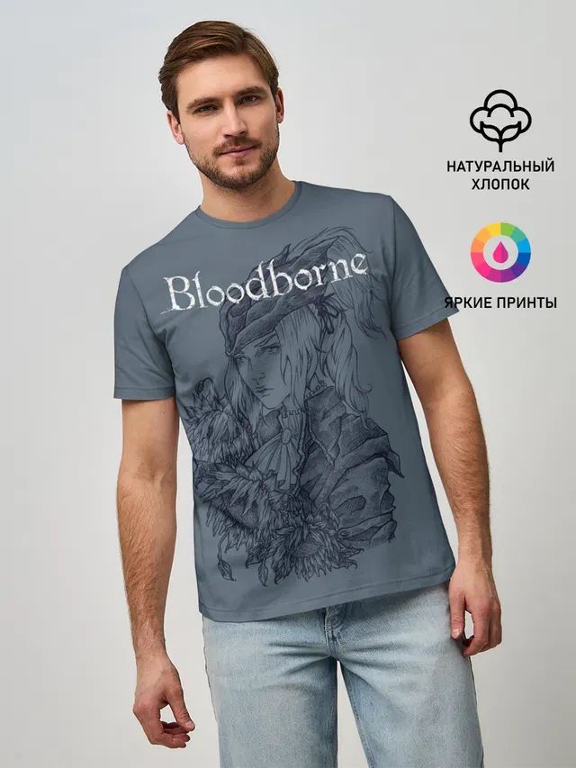 Мужская базовая футболка с принтом «Bloodborne»