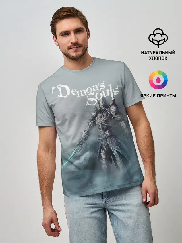 Мужская базовая футболка с принтом «Demon Souls — Demons souls»