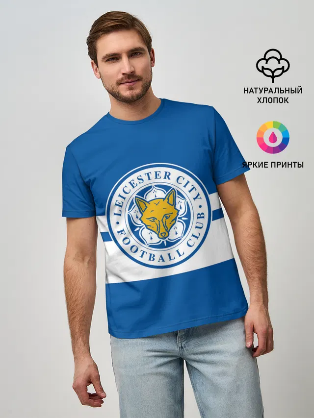 Мужская базовая футболка с принтом «Leicester City»