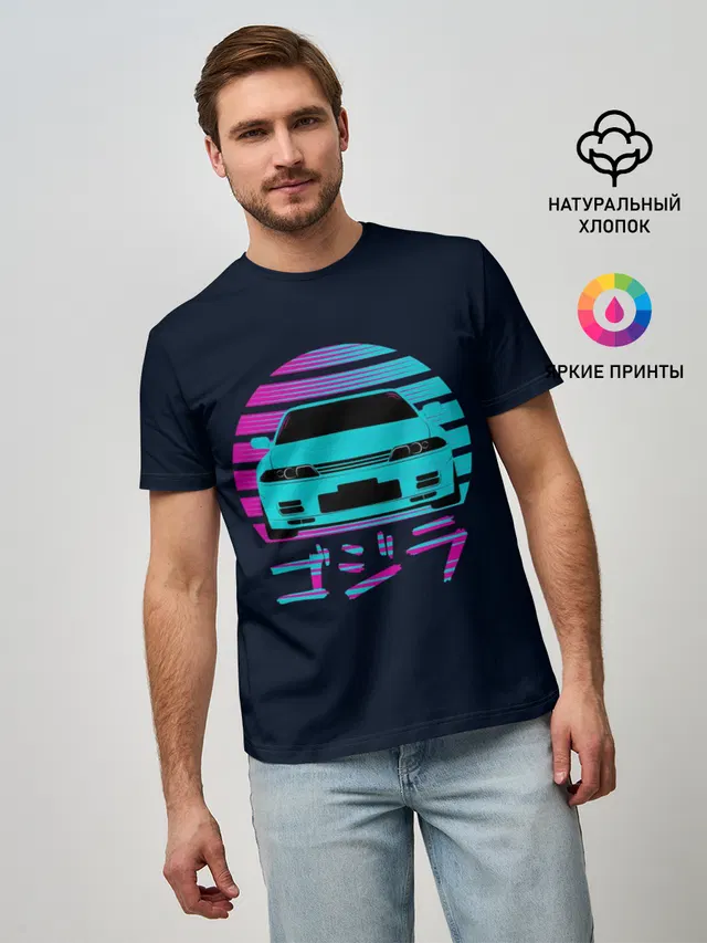 Мужская базовая футболка с принтом «Skyline R32»