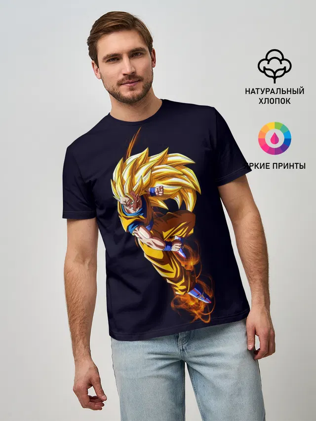 Мужская базовая футболка с принтом «Son Goku — Шар Дракона»