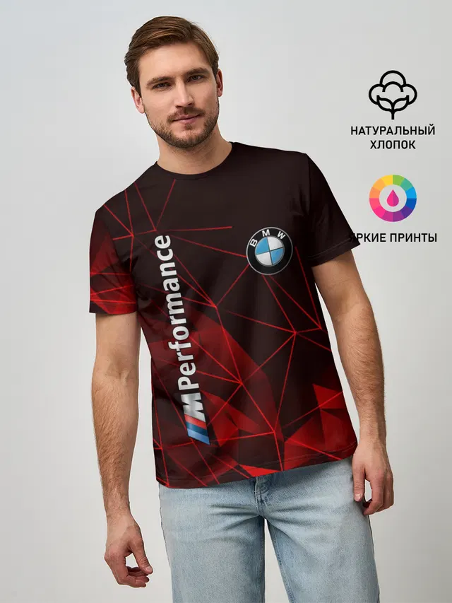 Мужская базовая футболка с принтом «BMW»