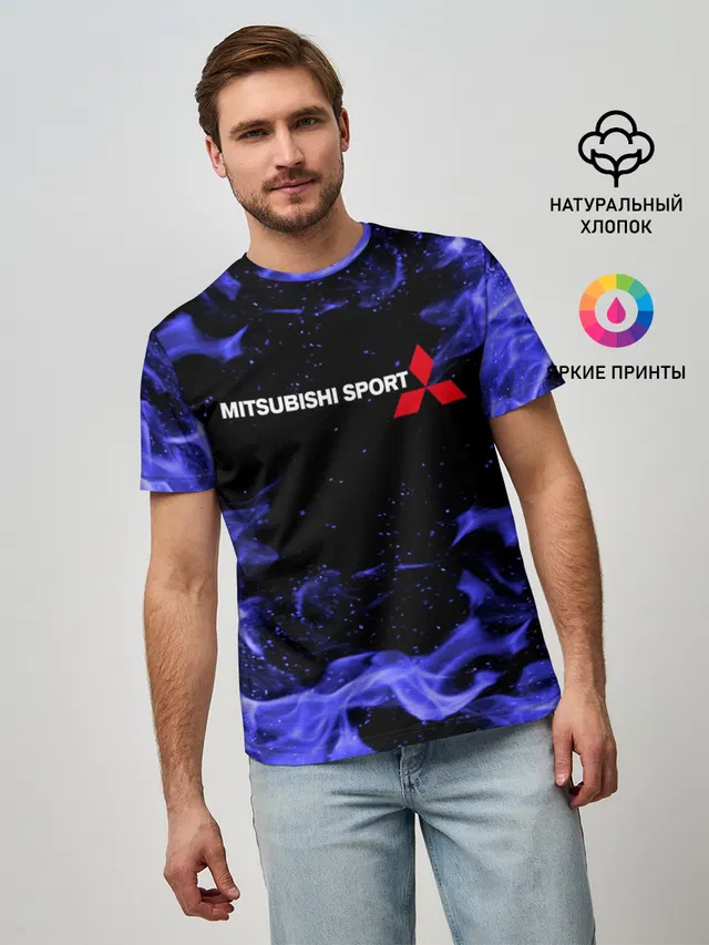 Мужская базовая футболка с принтом «Mitsubishi»