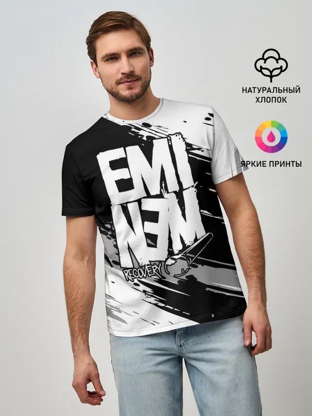 Мужская базовая футболка с принтом «Eminem»