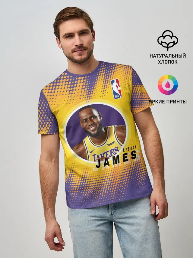 Мужская базовая футболка с принтом «НБА — LeBron James»