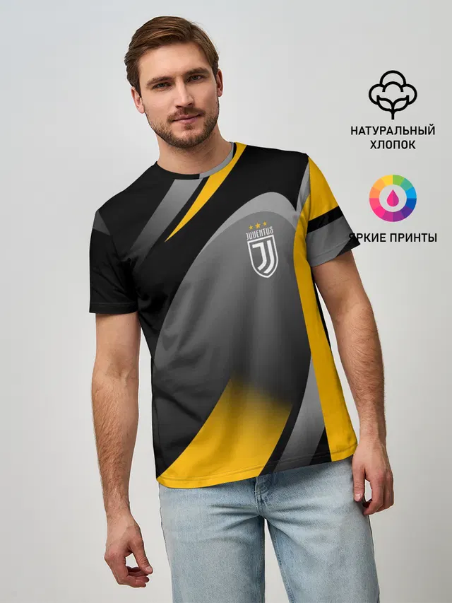Мужская базовая футболка с принтом «Ювентус — Juventus Uniform»