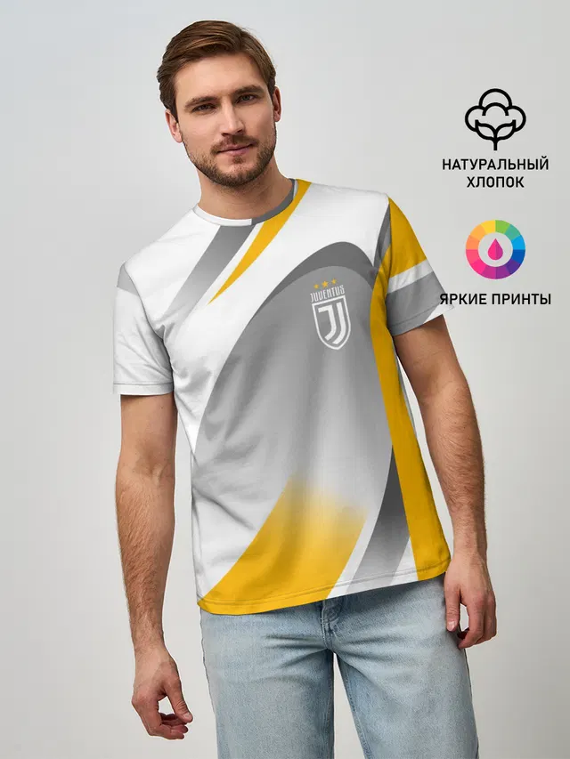 Мужская базовая футболка с принтом «Ювентус — Juventus Uniform»