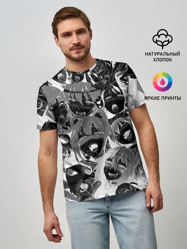 Ахегао паттерн черный