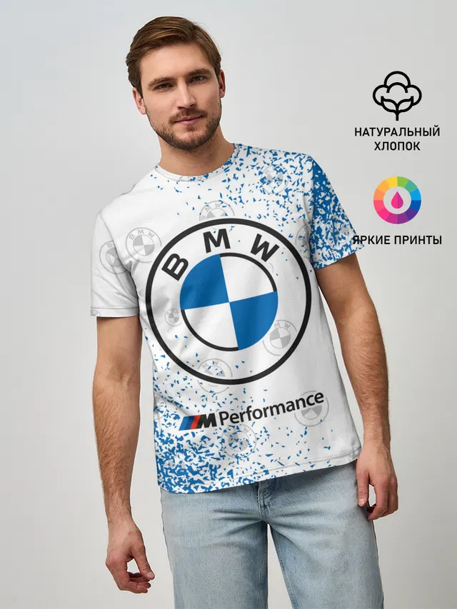 Мужская базовая футболка с принтом «BMW»