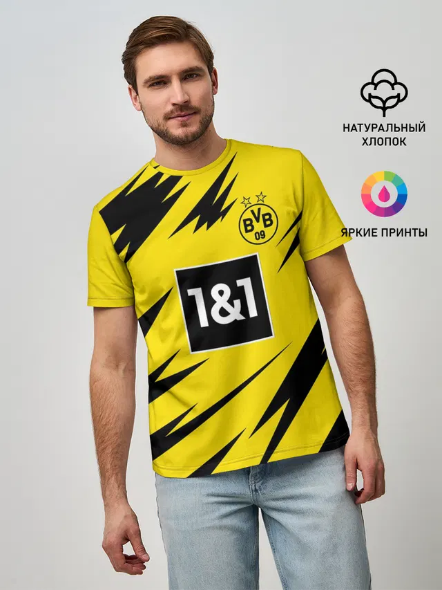 Мужская базовая футболка с принтом «Borussia — HAALAND Borussia Dortmund»