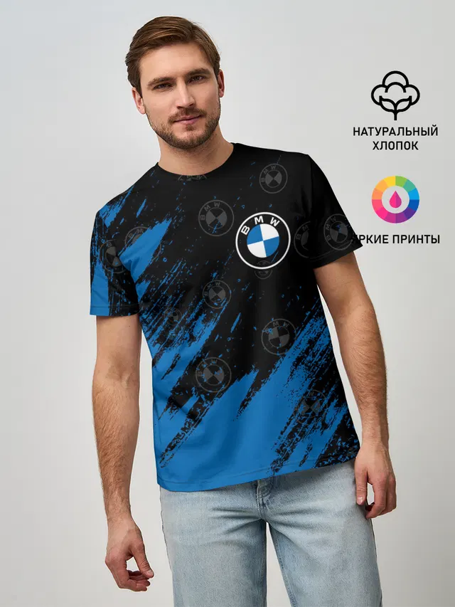 Мужская базовая футболка с принтом «BMW»