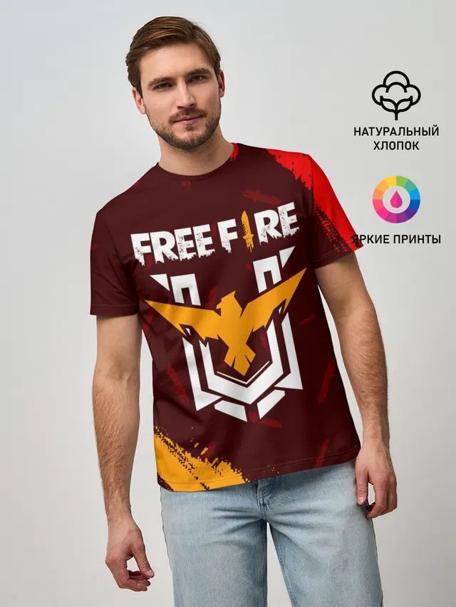 Мужская базовая футболка с принтом «Eagle — FREE FIRE — ФРИ ФАЕР»