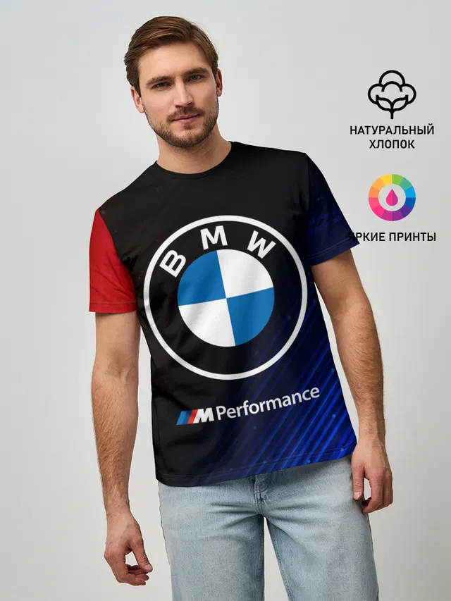 Мужская базовая футболка с принтом «BMW»