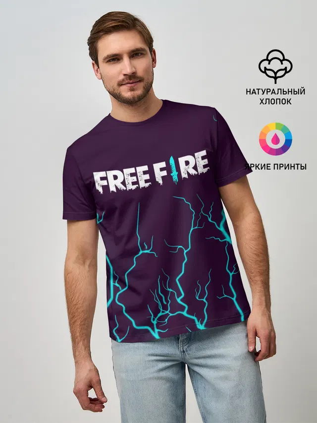 Мужская базовая футболка с принтом «Garena Free Fire — FREE FIRE — ФРИ ФАЕР»