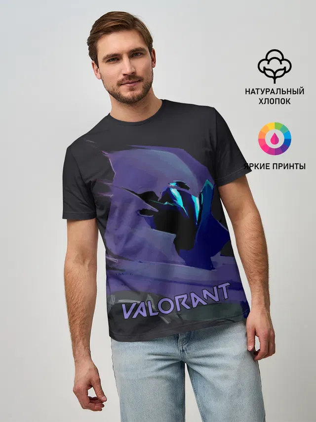 Мужская базовая футболка с принтом «Valorant»