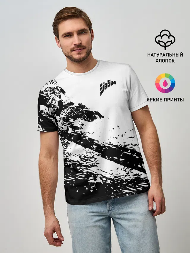 Мужская базовая футболка с принтом «ДжоДжо — JoJo logo»