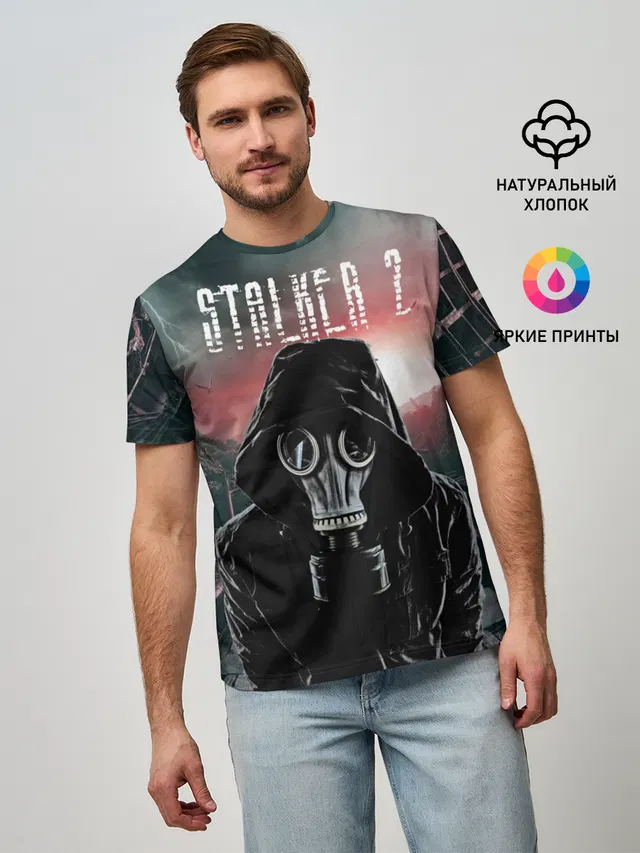 Мужская базовая футболка с принтом «Stalker — Stalker 2 Зона»