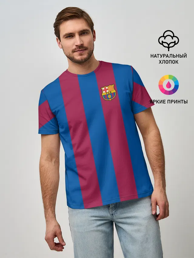 Мужская базовая футболка с принтом «Барселона — FC Barcelona 20/21»